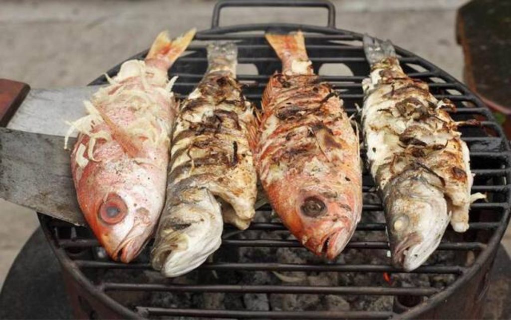 This fish was grilled whole over a fire.